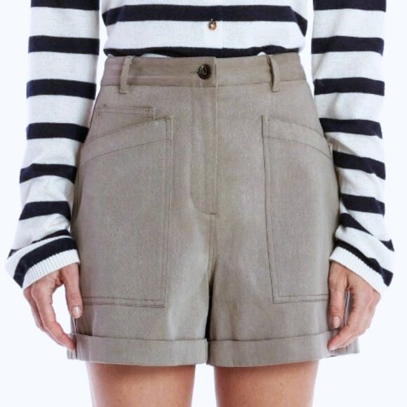 La Ligne NY High Waist Patch Pocket Shorts Mushroom Size 14 NWT - Orig. $250 - Picture 4 of 11